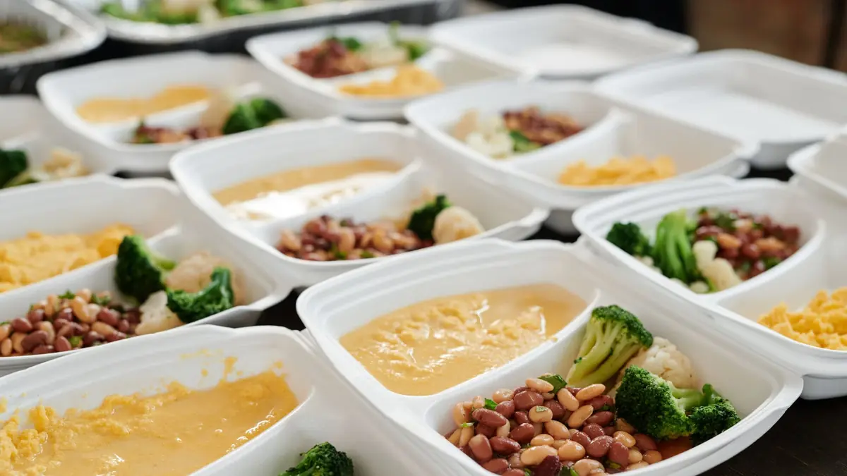 Madkasser med broccoli, bønner og æg pakket til ugens frokoster
